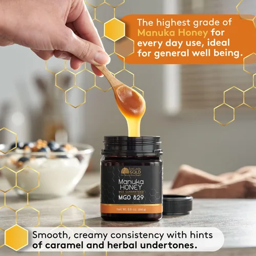 Vista 6 de Nature’s Gold Raw Manuka Honey, MGO 829+ Authentic MGO, Australian Honey, Non-GMO, 100% Pure Genuine Traceable from Hive to Home