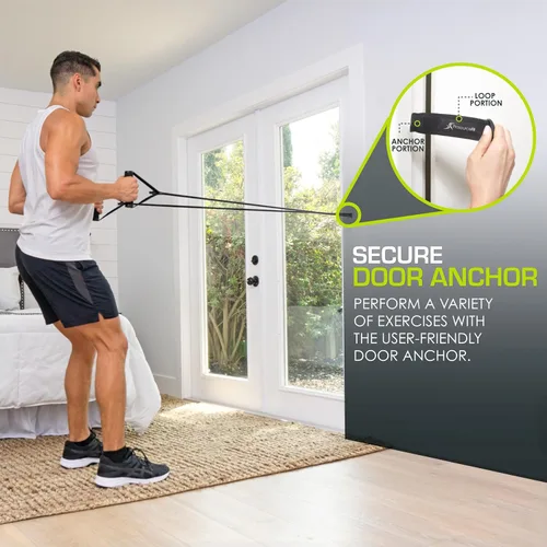 Vista 5 de ProsourceFit Single Stackable Resistance Bands with Door Anchor and Exercise Guide, 8-12 LB, Heavy Duty Fitness Tube for Full-Body Exercises and