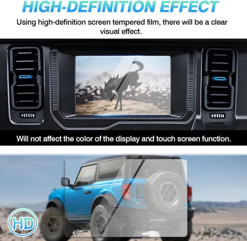 Vista 3 de Autorder Protector de pantalla para Ford Bronco 2021 2022 2023 2024 2025 Accesorios Vidrio templado 9H Navegación Pantalla táctil Película