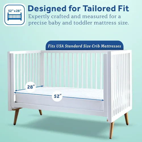 Vista 2 de Sealy Baby Protector de colchón impermeable con protección contra manchas, funda de sábana bajera silenciosa con parte superior acolchada de mezcla