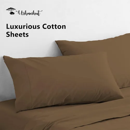 Vista 289 de URBANHUT Juego de sábanas de algodón egipcio de 1000 hilos tamaño completo, 4 piezas, suaves y transpirables, sábanas de hotel de lujo que se