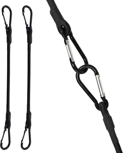 Vista 9 de Correas elásticas cortas con Mini SDTC Tech con mosquetones, paquete de 8 correas elásticas negras extra resistentes de 6", 8", 10" SDTC Tech