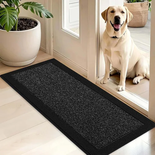 Vista 11 de BEQHAUSE Tapete para puerta interior de 20 x 32 pulgadas, tapete antideslizante para entrada, lavable, resistente a la suciedad, tapete de Negro