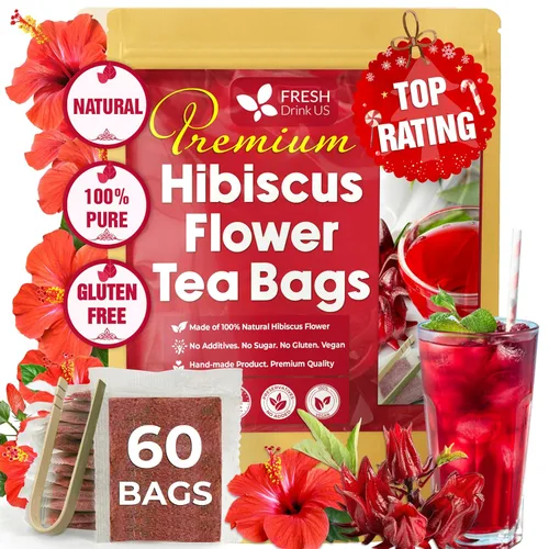 Vista 180 de FreshDrinkUS, 135 bolsas de té de jengibre y cúrcuma premium, ingredientes 100% naturales, mezcla hecha a mano de té de hierbas de cúrcuma