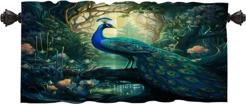 Vista 72 de Batmerry American Flag Ink Dot Tier Curtains, Red Blue White Stars Abstract Window Treatment Short Kitchen Curtain Multilayer Polyester Blackout for