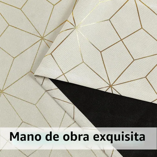 Vista 8 de Beauoop - Cortinas opacas 100% de 54 pulgadas de largo para dormitorio y sala de estar, con patrón marroquí dorado, paneles de tratamiento