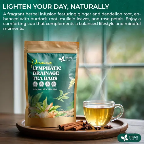 Vista 572 de FreshDrinkUS, 135 bolsas de té de jengibre y cúrcuma premium, ingredientes 100% naturales, mezcla hecha a mano de té de hierbas de cúrcuma