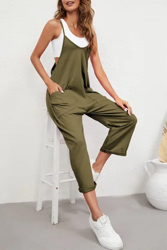 Vista 5 de Nirovien Womens Oversized Sleeveless Jumpsuits Spaghetti Strap Loose Overalls with Pocket One Piece Rompers