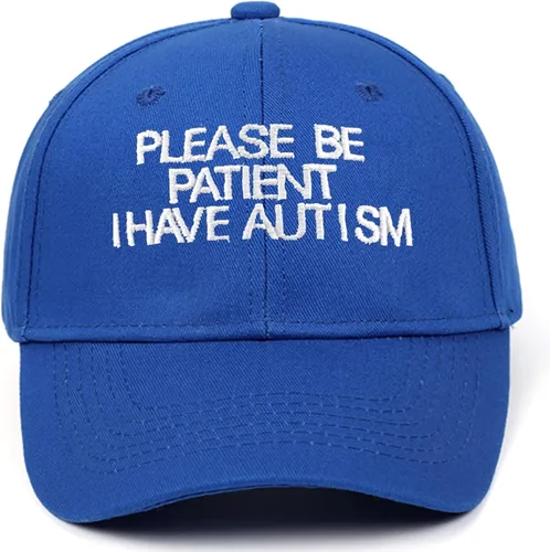 Gorra de béisbol unisex de algodón con texto en inglés "Please Be Patient I Have Autismo", ajustable para papá