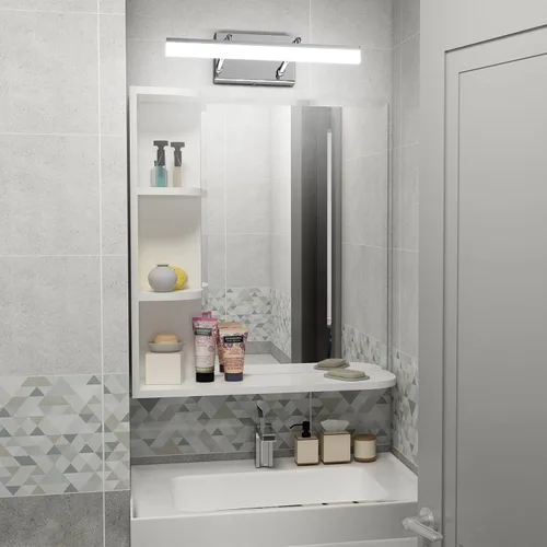 Vista 8 de Aipsun Luces LED de tocador de 15.7 pulgadas ajustables para baño, lámpara de pared para baño, accesorio de iluminación sobre espejo cromado moderno