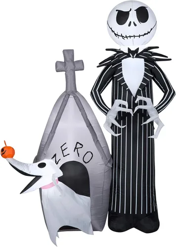Vista 7 de Jack Skellington On Tombstone Airblown inflable de 3.5 pies de alto