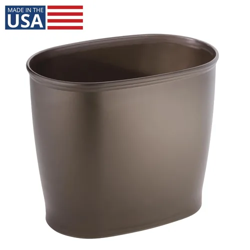 Vista 2 de iDesign - Cubo de basura delgado de plástico para baño, pequeño para dormitorio, oficina, escritorio, dormitorio, bronce