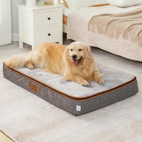 Vista 24 de LIORCE Cama grande para perros de espuma viscoelástica, camas ortopédicas de 4 pulgadas de grosor para perros grandes, cama impermeable para perros