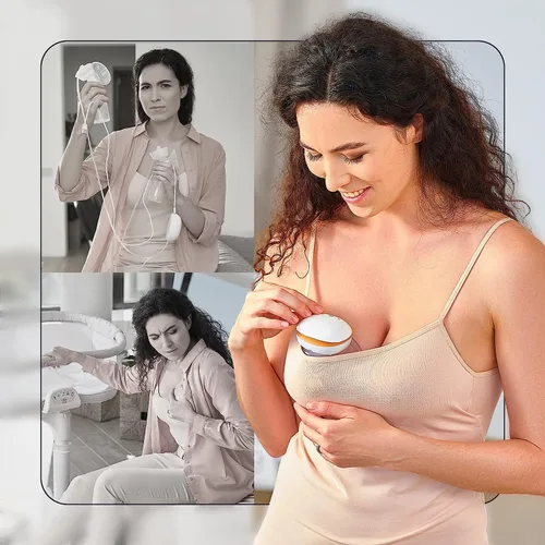 Vista 2 de Extractor de leche portátil manos libres, bombas eléctricas portátiles para lactancia materna, extractores de leche manos libres inalámbricos con 3