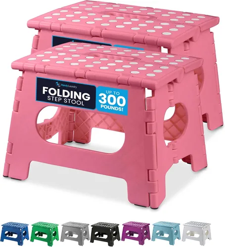 Vista 16 de Handy Laundry Taburete plegable de paso - Taburete plegable lo suficientemente resistente para apoyar a adultos y lo suficientemente seguro