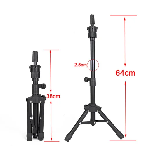Vista 2 de ZQIAN BEAUTY Trípode de soporte para peluca de 25 pulgadas, soporte de cabeza de maniquí ajustable, soporte de cabeza de peluca para cabezas