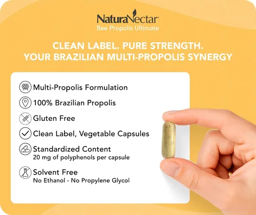 Vista 2 de NaturaNectar Ultimate Bee Propolis Contenido NSF certificado Propóleo brasileño premium rojo, verde y marrón con flavonoides y PWE