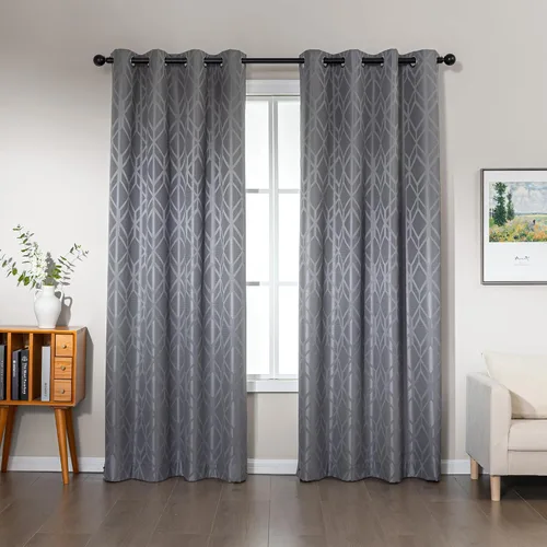 Vista 24 de Amazon Basics Cortinas Jacquard 100% opacas de 2 piezas, cortinas para sala de estar y dormitorio, tratamiento de ventana con aislamiento térmico
