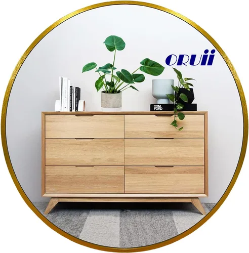 Vista 10 de Oruii - Espejo redondo negro de 16 pulgadas, espejo circular montado en la pared para baño, sala de estar, dormitorio, tocador, entrada, pasillo.