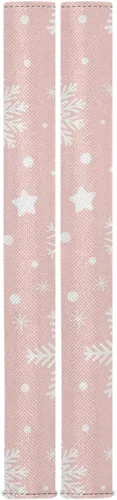 Vista 2 de Juego de 2 fundas protectoras antideslizantes para manijas de puerta de refrigerador, diseño de copos de nieve, color rosa, mantiene tu