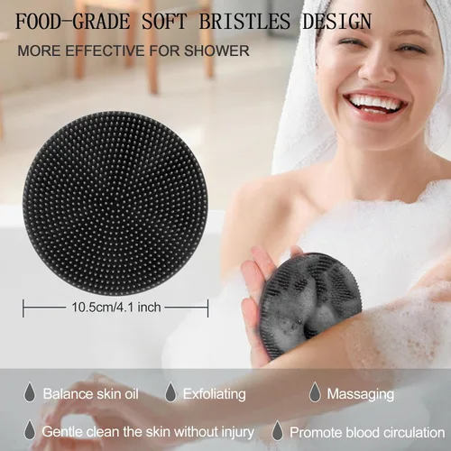Vista 3 de INNERNEED - Cepillo de ducha de silicona suave de grado alimenticio para el cuerpo, cepillo de limpieza manual, exfoliante suave y hace espuma bien