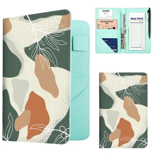 Vista 8 de Libreta de Servidor, Libretas de Servidor de Cuero PU para Mesera, Libreta de Mesera con 1 Bolsillo con Cremallera, Cartera de Mesero con 9