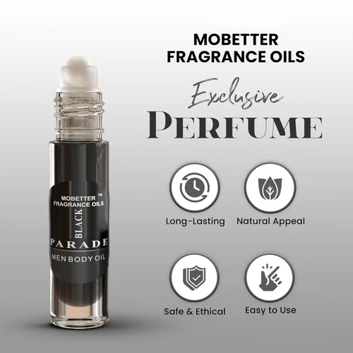 Vista 2 de MOBETTER FRAGRANCE OILS Black Parade - Aceite corporal de colonia para hombre, rollo de 1/3 oz en botella de vidrio