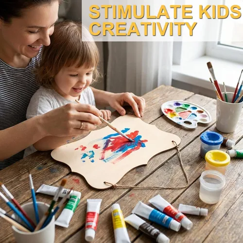 Vista 5 de 12 piezas de manualidades de madera sin terminar, placas de madera con forma rectangular para carritos, colgador de puerta, quema, pintura