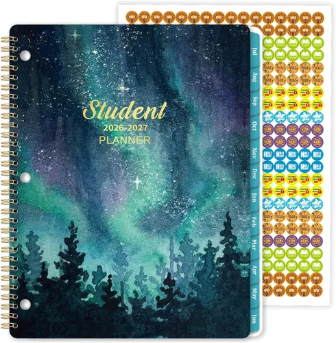 Planificador estudiantil 2026-2027 – Planificador escolar semanal y mensual del año académico, planificador estudiantil 2026-2027, julio 2026 a