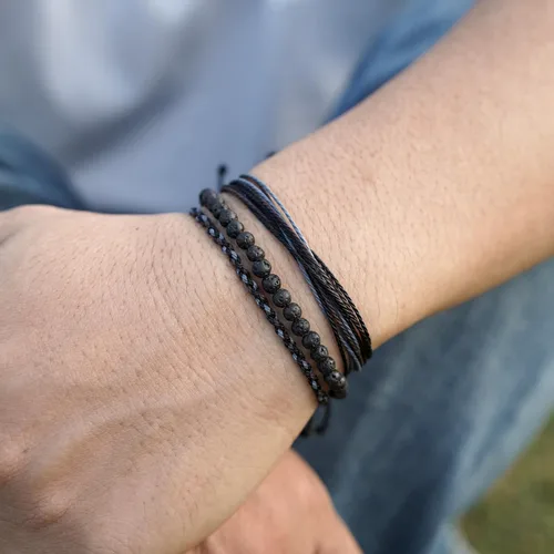 Vista 3 de Pulsera curativa hecha a mano con cuentas de piedra natural, regalo para hombres, pulsera de cuerda ajustable