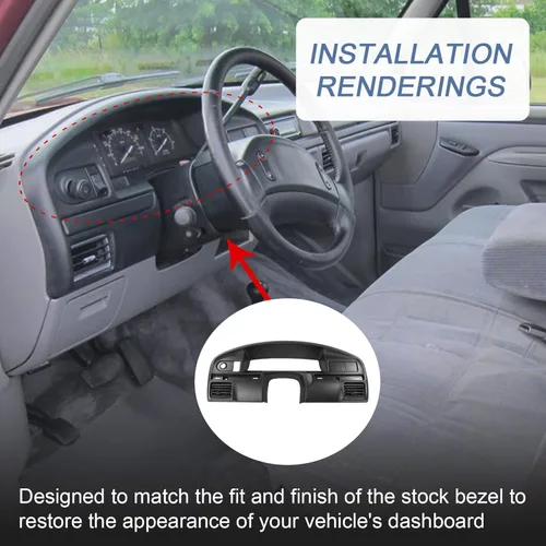 Vista 6 de JDMSPEED Reemplazo del panel de tablero de instrumentos compatible con Bronco Ford F-250 F-350 1992-1993 con bisel de tablero de gasolina