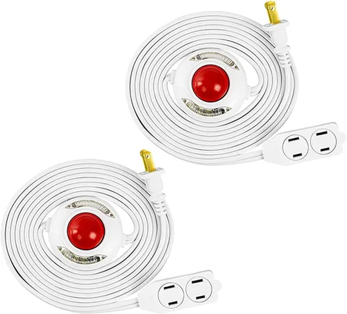 Otimo Cable de extensión para interruptor de pie con 3 salidas (9 pies (paquete de 2), color blanco