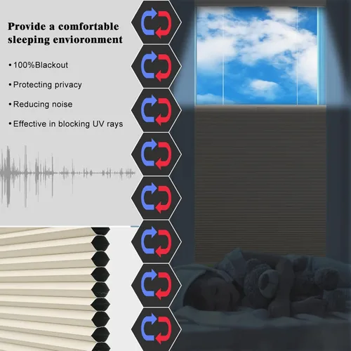 Vista 7 de Persianas celulares inalámbricas de tamaño personalizado para ventanas (se adapta a ventanas de 22 a 68), persianas opacas con el diámetro