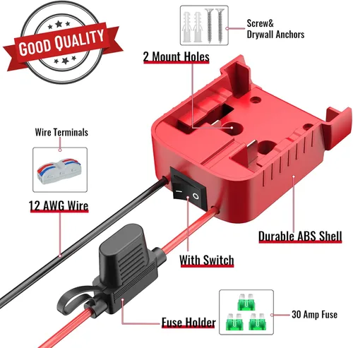 Vista 2 de Azocek Paquete de 2 adaptadores de rueda eléctrica compatibles con Milwaukee 18 V, kit de convertidor de batería de rueda de alimentación