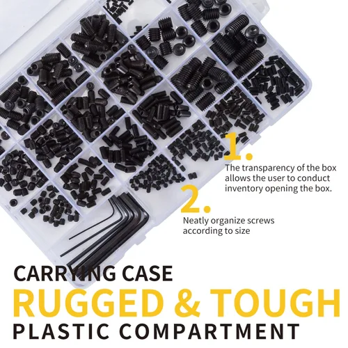 Vista 4 de Juego de 666 tornillos hexagonales internos con punta de copa, 22 tamaños M2/3/4/5/6/8 para manijas de puerta, grifo, accesorio de luz, acero