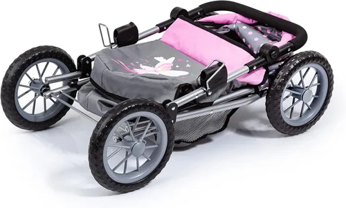 Vista 3 de Bayer Cochecito de muñeca de moda para niñas, mango ajustable, carro con bolsa, se adapta a muñecas de 18 pulgadas