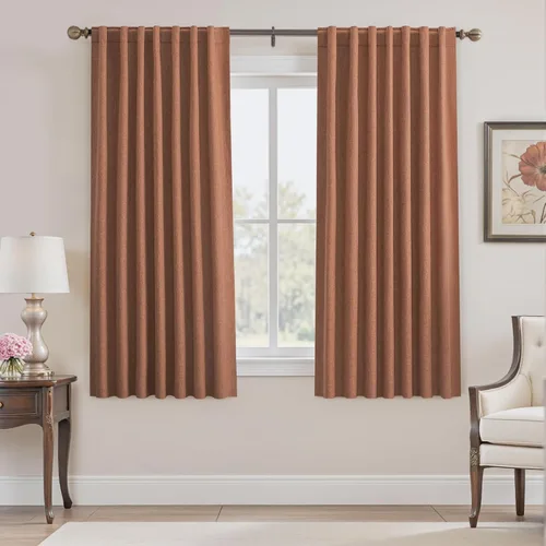 Vista 49 de UHITECH Cortinas opacas cortas de 24 pulgadas de largo para sala de estar, juego de 2 paneles con pestaña trasera, bolsillo para barra, cortinas