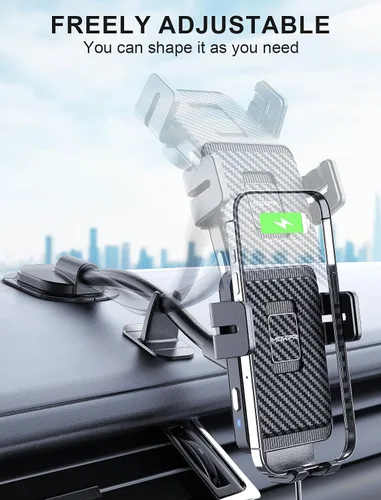 Vista 4 de MOKPR Cargador de coche inalámbrico, con cuello de cisne ajustable, cargador de automóvil de sujeción automática, tablero de instrumentos