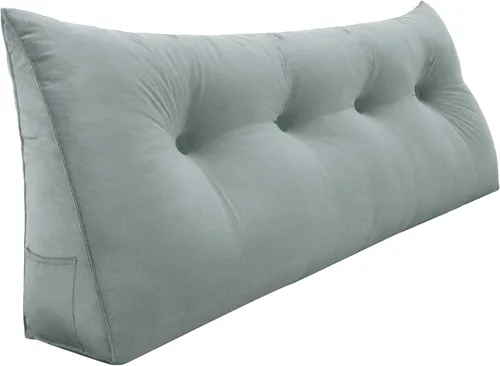 Vista 43 de Almohada de cuña doble gruesa de 8 libras para cabecero de dormitorio universitario, almohada de cuña de terciopelo con respaldo triangular