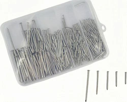 Vista 3 de Kit surtido de 400 piezas de uñas de alta calidad, uñas colgantes de buena dureza, uñas de pared, 5 tamaños