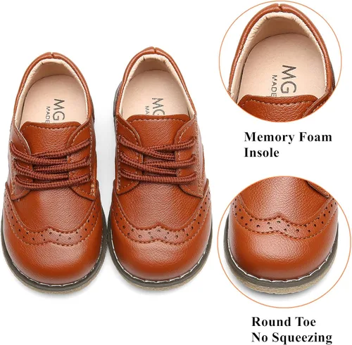 Vista 2 de DADAWEN - Zapatos de vestir para niña con cordones para uniforme de Oxford, cómodos, mocasines (niños pequeños)