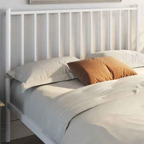 Vista 58 de Yaheetech Base de cama de tamaño individual con plataforma de metal con cabecero y estribo, no necesita somier, almacenamiento debajo de la cama