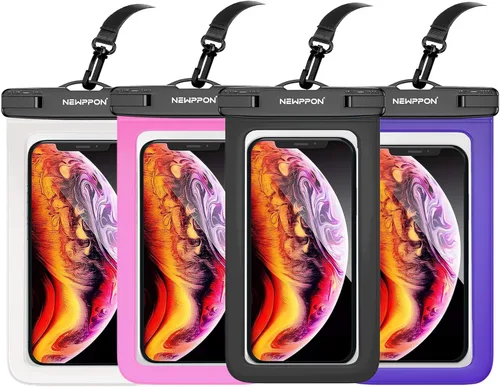 Vista 17 de Paquete de 4 bolsas flotantes impermeables para teléfono, protector flotante transparente con cordón, funda universal grande flotante a prueba