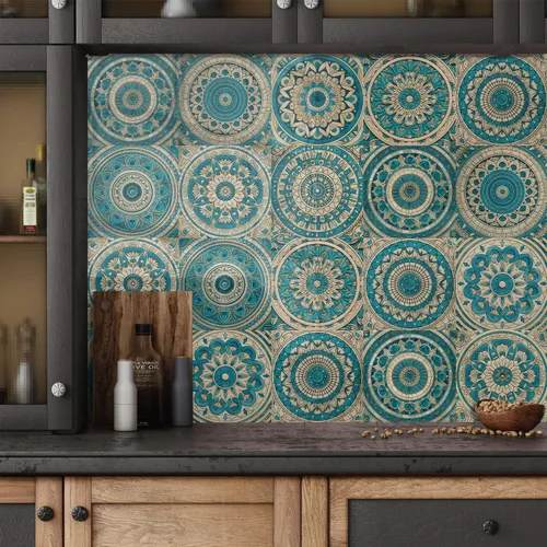 Vista 45 de Alwayspon Adhesivo para azulejos de pared moriscos para despegar y pegar, calcomanías de vinilo autoadhesivas para azulejos de cocina y baño, 5.9 x