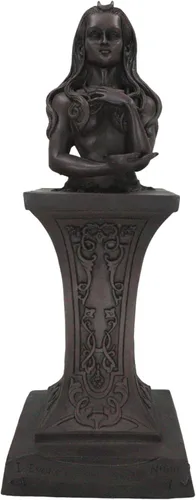 Ebros Neopaganismo Wicca Estatua de deidad primaria con la luna creciente femenina Triple Diosa Bustos en pedestal Figura Wicca Decoración del hogar
