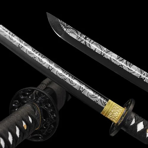 Vista 4 de Espada Katana Wuaiyebet forjada a mano con acero de carbono de alto contenido 1045/1060, tradicional, espadas samurai japonesas, hoja completa