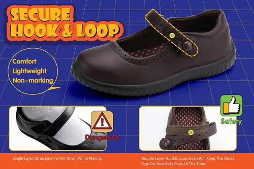 Vista 5 de JABASIC Zapatos de uniforme escolar Mary Jane para niña