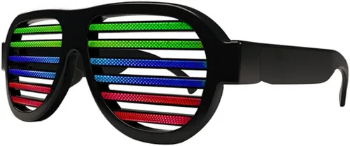 Vista 5 de Gafas de obturador iluminadas -reactivas con sonido- Traje de fiesta rave Negro