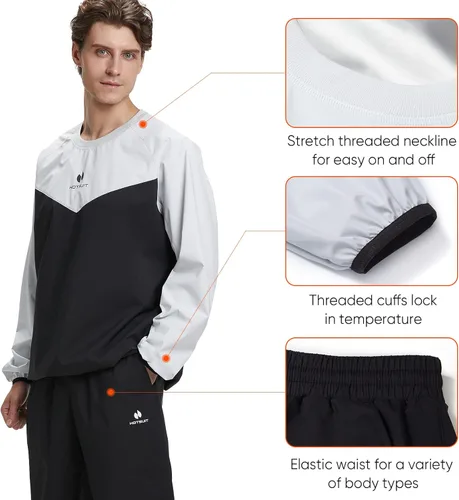 Vista 26 de HOTSUIT Traje de sauna para hombre, traje de sudor, chaqueta de entrenamiento duradera para gimnasio
