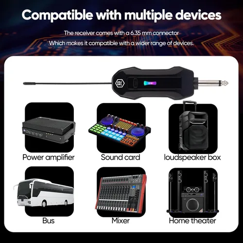 Vista 7 de W IN-MIX Sistema de micrófono inalámbrico UHF profesional, paquete de 1 con auriculares y micrófonos de solapa, rango de 100 pies, 30 canales